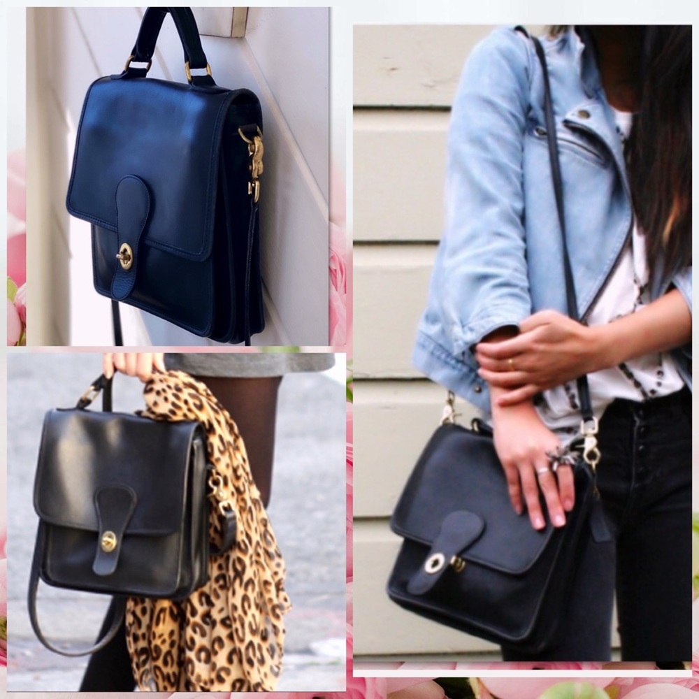 COACH VINTAGE BLACK MESSENGER STADIUM BAG 5130